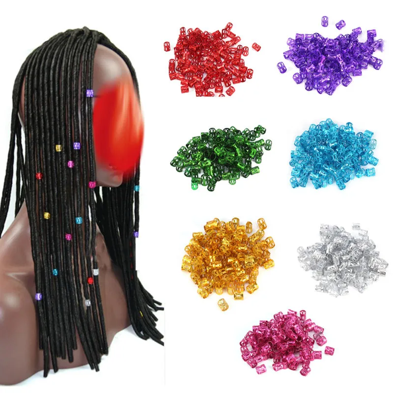 Accessoires de cheveux DIY Styling 100pcs 8mm Tube de tresse de cheveux Perles réglables Clips de tube de manchette de tresse de cheveux