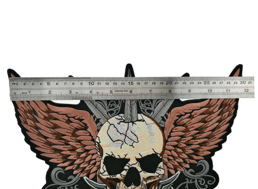 Cranio della spada MORTE PRIMA DEL DISHONOR Punk Moto Biker Club MC Giacca posteriore Moto Racing Patch ricamate Spedizione gratuita