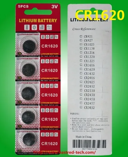 2000pcs per lot CR1620 3v Lithium button cell batteries Coin cells Pack of 5 batteries