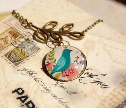 Crown bird Handmade Blue Bird Pendant Necklace Fairy Ethnic Sweater Chain Pendant Necklace Time Gem Necklace DHL Christmas Gift