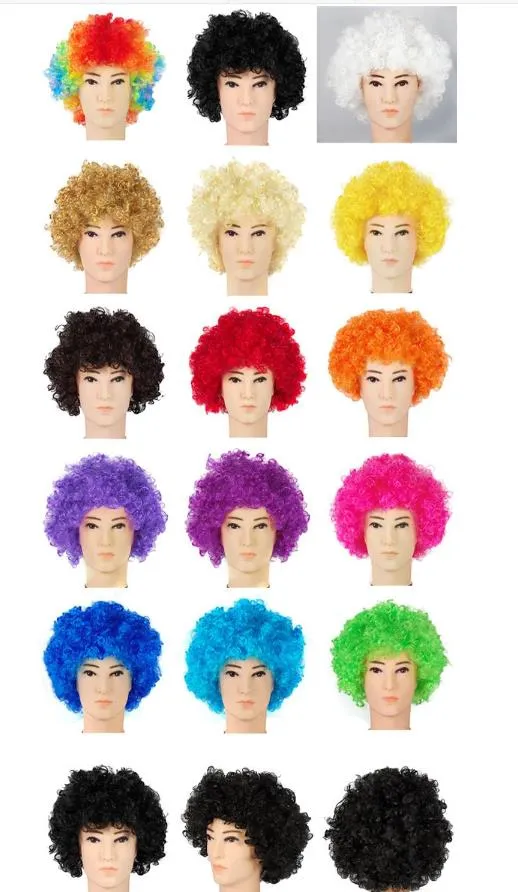 Unisexe Clown Fans Carnival Wig Disco Circus Funny Fancy Dress Party Stag Do Fun Joker Adulte Enfant Costume Afro Curly Hair Wig événement cadeau