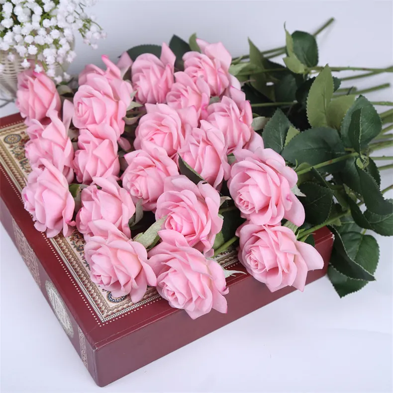 12 pezzi Mary rose fiori fiori artificiali fiori di seta vera touch rosa da sposa da matrimonio bouquet decorazione la casa accessori feste flores