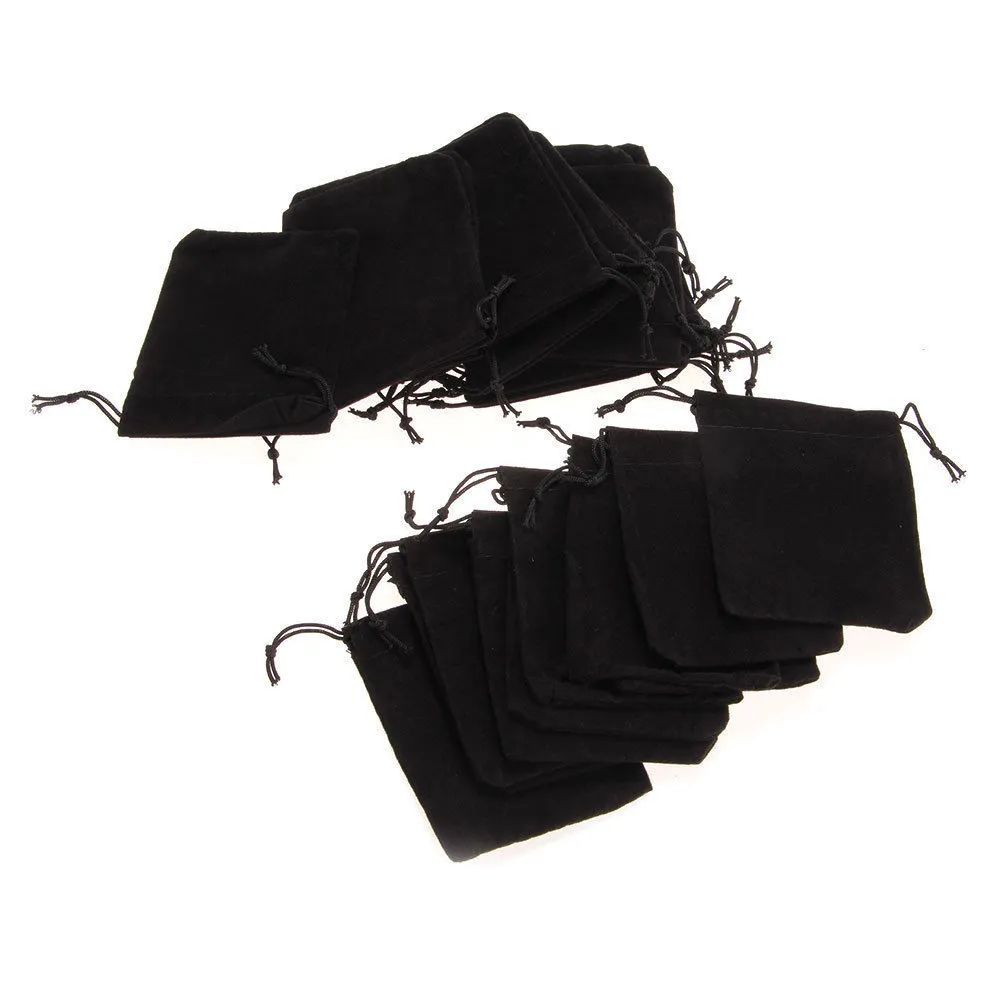 Fluwelen geschenk sieraden trekkoord tas opslag pouch wrapping zwart pouches tassen partij velours gunsten kleine partij ringdoekje 7 * 9cm 25pcs / lot