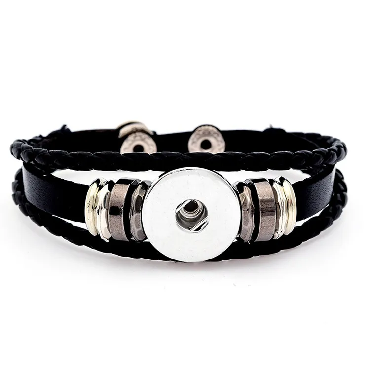Noosa Multi layer braided Leather bracelets 18MM Chunks Interchangeable Ginger Snap Button Charms bangle For women men s Fashion Jewelry