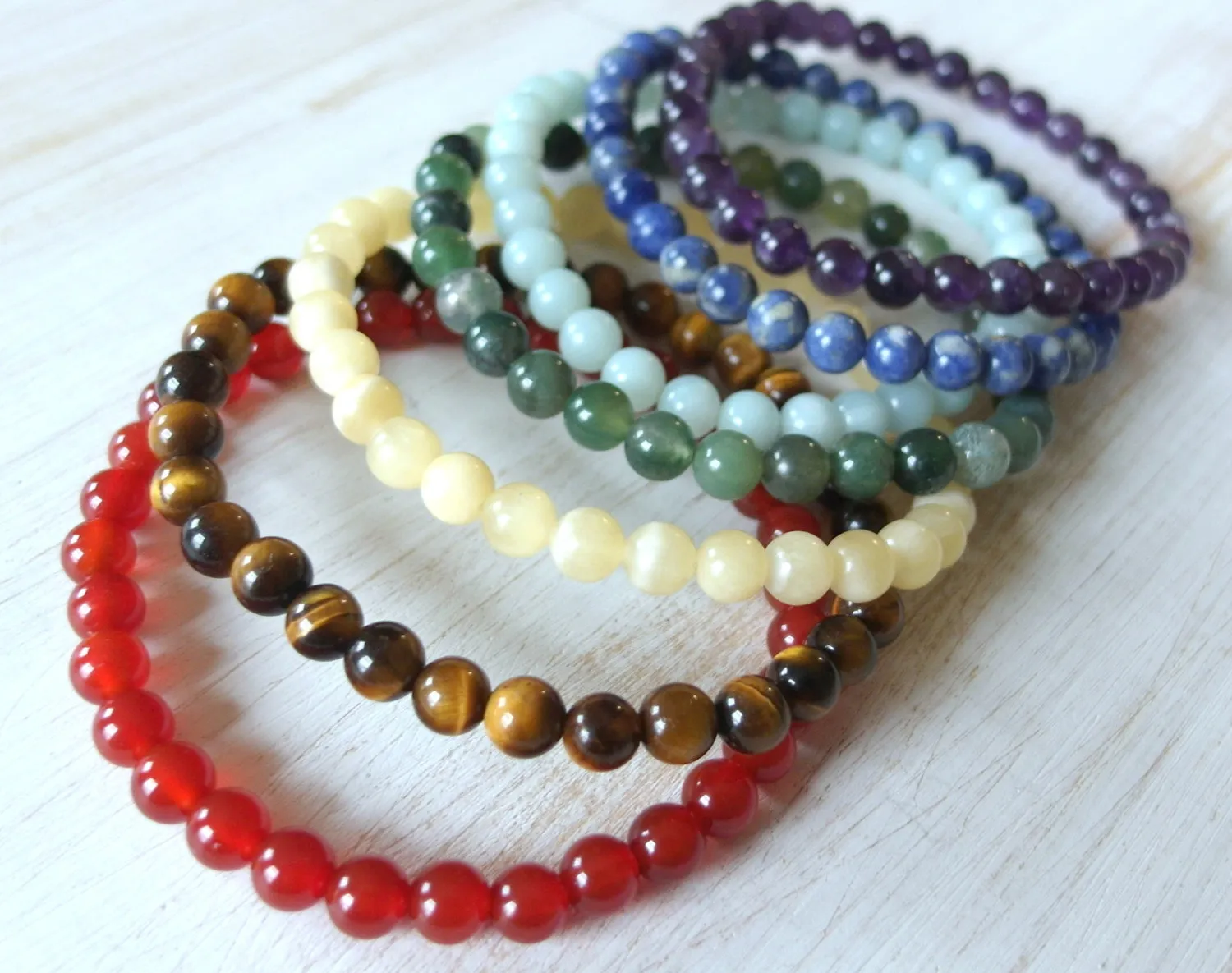 SN1141 High Quality 6 mm Gemstome Chakra Mala Bracelet Moss Agate Amethyst Lapis Lazuli Tiger Eye Bracelet Trendy Bracelet Set281P