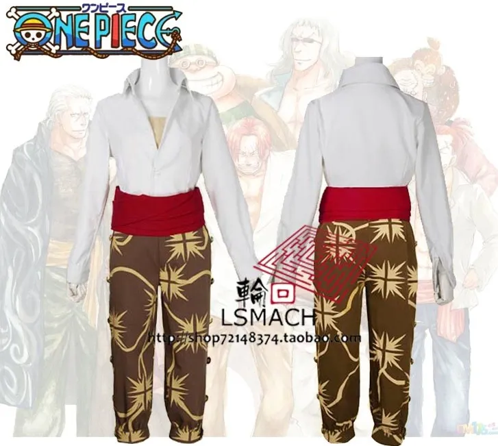 Anime giapponese cartone animato One piece Captain Red Haired Shanks Costume Set Cape + Pants + Shirt + Sash