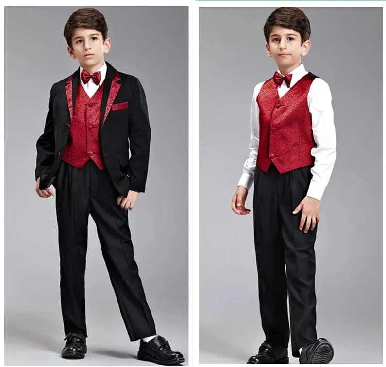 Custom Made Black Boy's Formal Occasion Children Wedding Suit Boys Attire Boy Suit Tuxedo Blazers Set F 1009