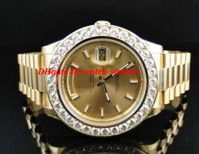 Luxury Mans Watches Steel Bracelet New Mens II Solid 18kt 41MM Diamond Watch Gold Dial 8 Ct Automatic Mechanical MAN WATCH Wristwatch