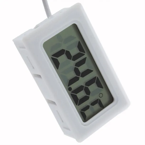 2 mètres de ligne FY-10 Thermomètre Intégré Professinal Mini LCD Capteur de température numérique Congélateur Thermomètre -50-110C Contrôleur Noir Blanc