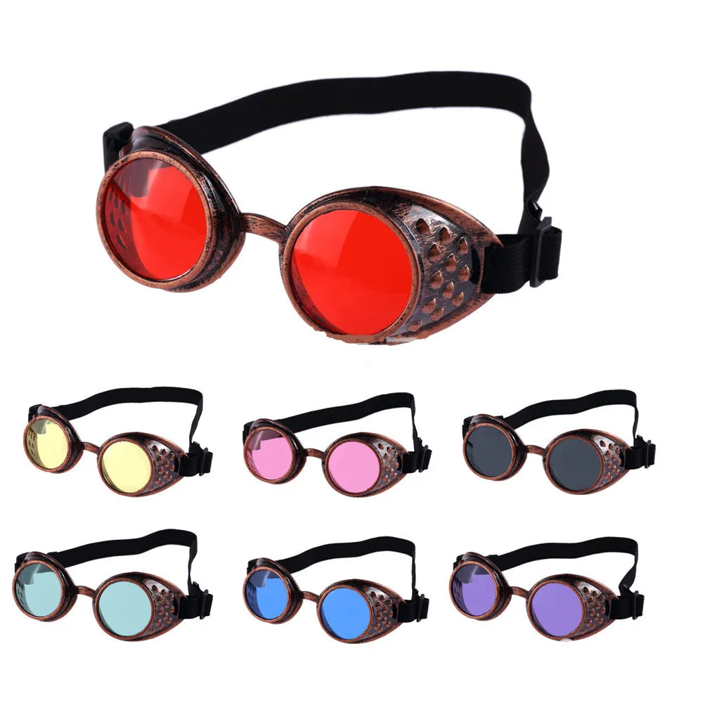 Старинные стимпанк солнцезащитные очки Очки сварки панк готические очки косплей унисекс готический старинные Викторианский стиль солнцезащитные очки 7 цветов