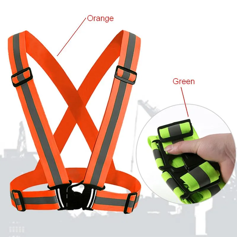 New High Visibility Elastic Chaleco Reflectante Reflective Safety Vest Belt Strap for Outdoor Night Work Running Walking Cycling