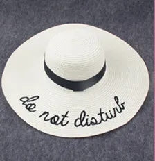 Womens Wide Brim Embroidery Straw Hat Beach Cap Foldable Sun Hats 