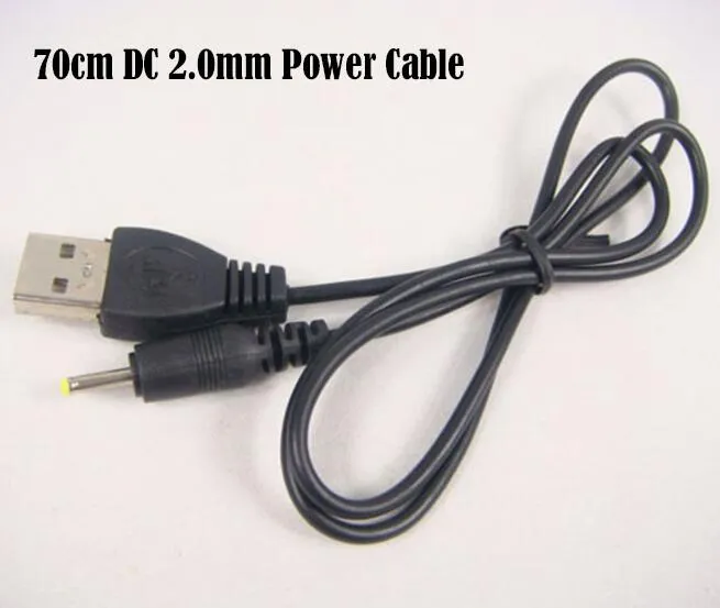 Wholesale - 70cm High Speed USB to DC2.0 black Power Cables 2mm port
