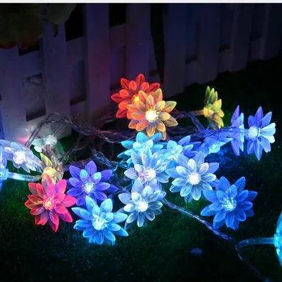 Fairy 5m lotus flowers Led string garland light Christmas New year Wedding Holiday Party home luminaria decoration lamp