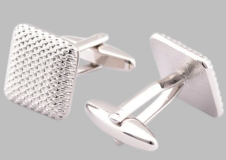 Mankiety Linki Srebrny Tone Square Shaped Cufflinks Stop Cufflink Do Koszula Wedding Cufflinks Ojca Dnia Prezenty dla Męskie Biżuteria Mankiety