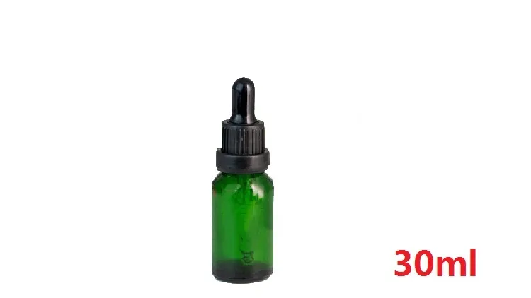 Botellas de perfumes de aceites esenciales de vidrio verde Botellas de pipeta de reactivo líquido Cuentagotas Aromaterapia 5ml-100ml