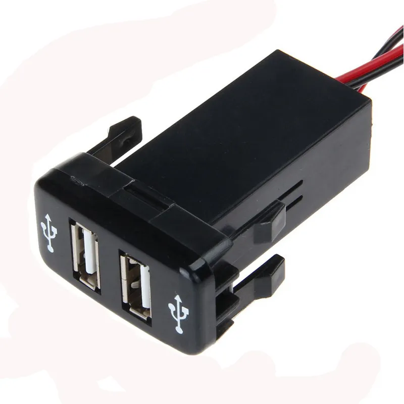 듀얼 2 USB 자동차 충전기 12V USB 포트 지능형 충전기 어댑터 5V 2.1A / 1A Toyota Vigo 자동차 충전기 오디오 입력