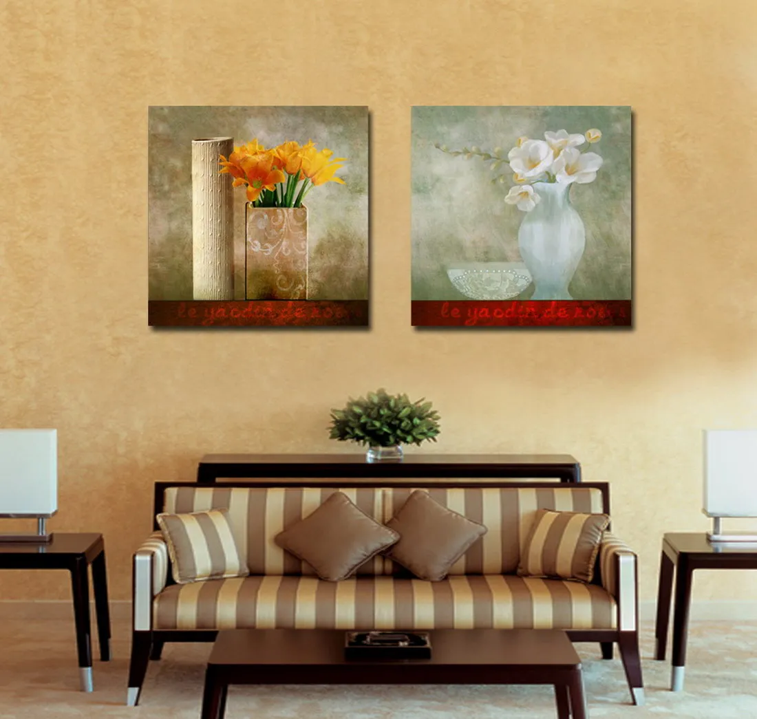 Contemporary Beautiful Flower Painting Giclee Print On Canvas Home Wall Decoration Art Set20035
