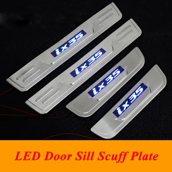 HYUNDAI IX35 Rostfritt stål LED dörr sill Scuff Plate Door Sill tröskel för 2010- 2013 2014 2015 Hyundai IX35 Bil tillbehör