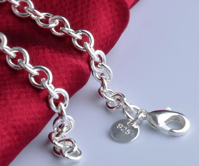 Wholesale Plated 925 Sterling Silver Bracelets Lobster clasp Cable chain Bracelets Fashion Jewelry