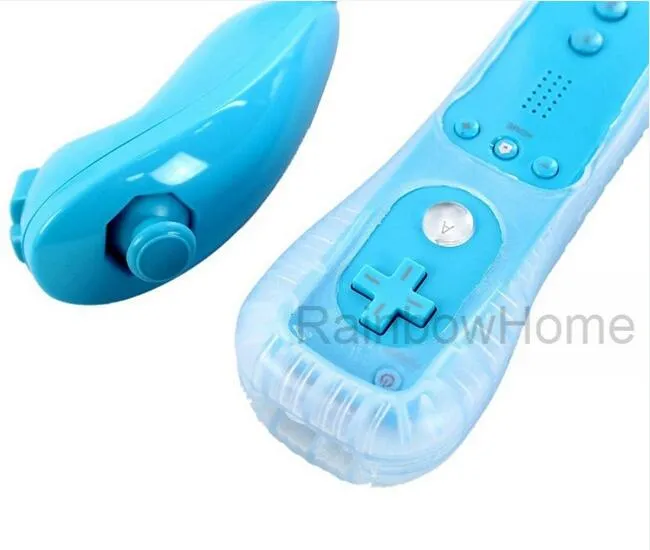 Télécommande sans fil Nunchuck Nunchuk pour console de jeu Wii U Motion Plus, coque en silicone, gauche et droite, joystick 4844351