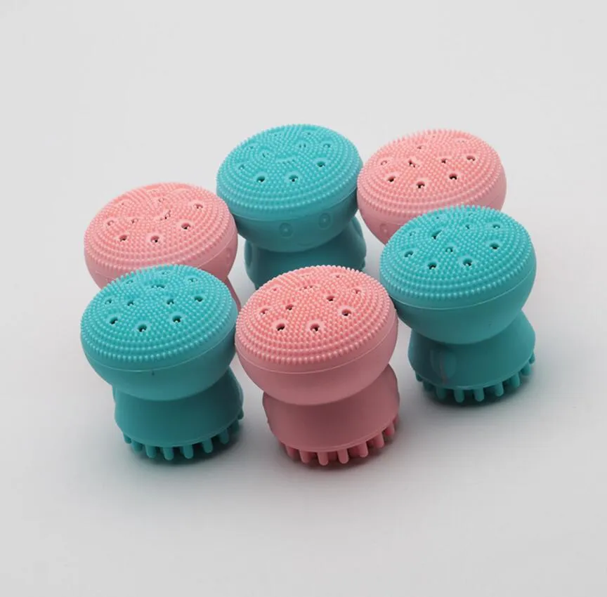 Lovely Cute Animal Small Octopus Shape Silicone Facial Cleaning Brush Deep Pore Cleaning Exfoliator Face Washing Brush