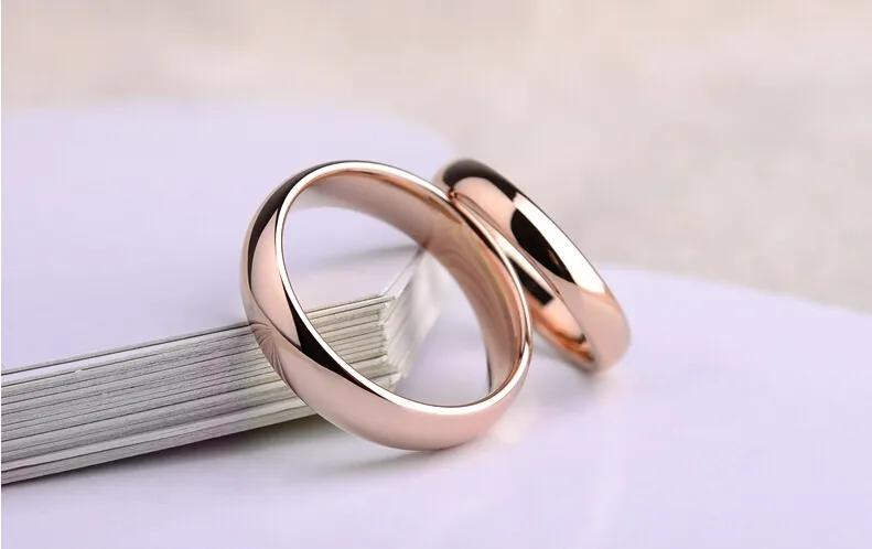 Never fading Titanium lovers 6mm thick ring real rose gold plated finger ring men women wedding ring USA SIZE