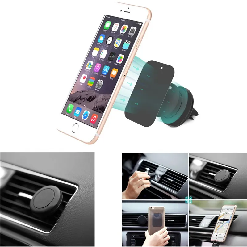 Bilmonné Universal Air Vent Cell Phone Holder Magnetisk Stativ för iPhone 7 Plus 5S Samsung HTC Sony GPS Mobilmagnetstöd