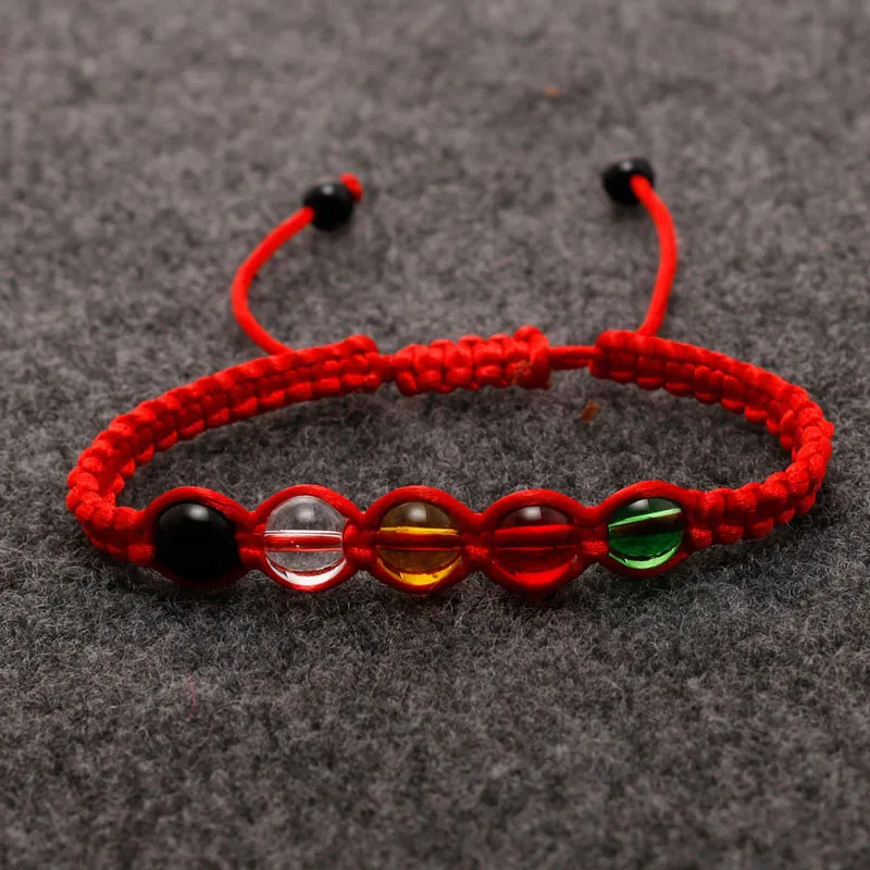 Red Color Braided Rope Woven Handmade Strands Beaded Friendship Charm Bracelets For Friends Lovers Women Men Lucky Jewelry