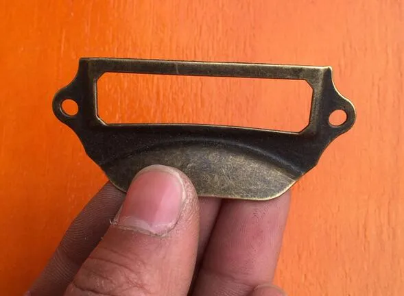 Fábrica Antique Latão Metal Metal Pull Moldura Punho Nome do Arquivo Cartão Titular Para Móveis Caixa De Gaveta Caixa Caixa Bin