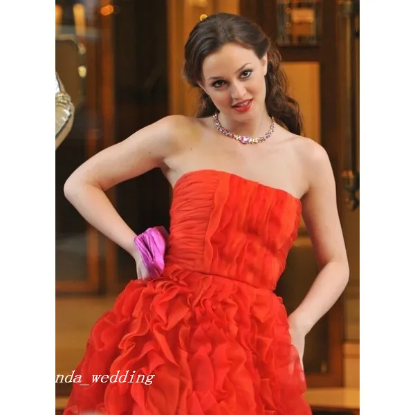 Envío Gratis Blair Waldorf vestido de fiesta rojo en París nuevo vestido de fiesta Formal alto bajo hecho a medida