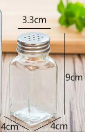 Vidro açúcar sal pimenta shaker tampa de aço inoxidável galheteiro condimento jar erva tempero armazenamento xb15136549