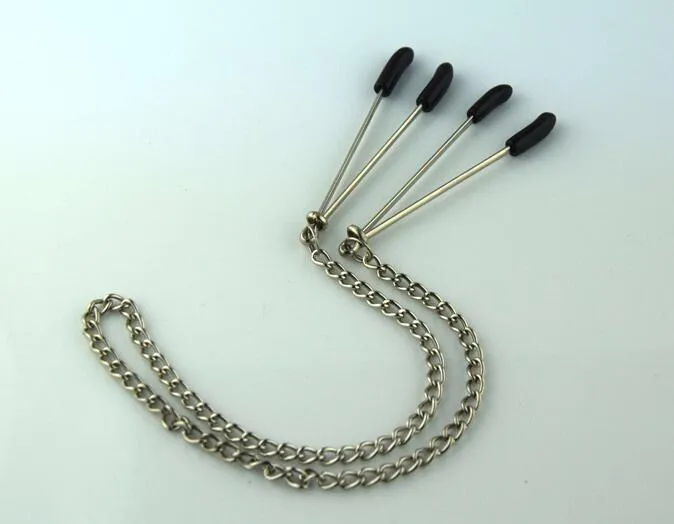 Schowe klipsy na sutki ze stali nierdzewnej Niewoli zaciski wargowe urządzenie rozciągające stymulator piersi z łańcuchową dorosłą zabawką seksualną BDSM dla CO5003951