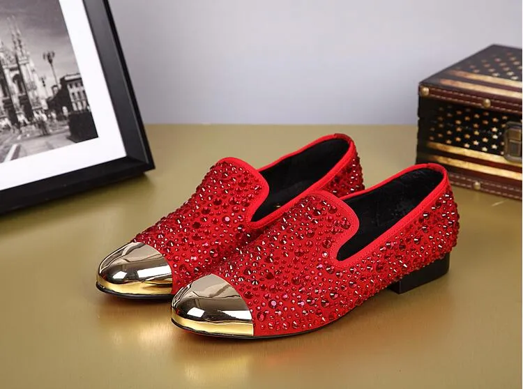 European Style Black Genuine Stingray Studded Loafers for Men