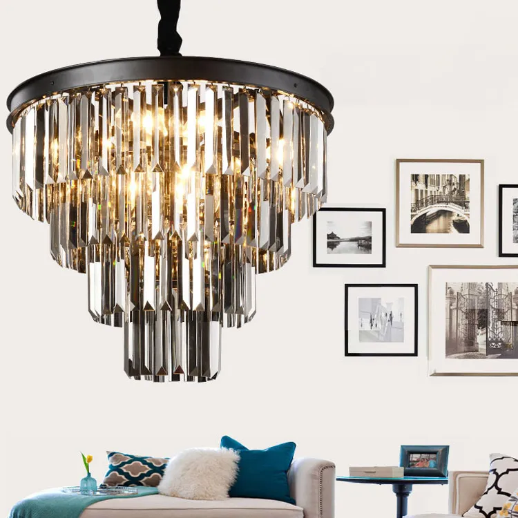 Modern Crystal Chandelier Lighting, 5-Tier K9 Round Chandeliers Hanging Ceiling Light Fixture 16-Lights Contemporary Pendant for Dining Room Living Bedroom