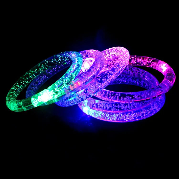 Le bracelet LED s'allume clignotant Bracelet lumineux Clignotant Bracelet en cristal Party Disco Cadeau de Noël Bracelet Jouets lumineux Multicolore
