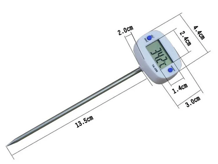 TA288 Needle Digital Probe Termometer Temperaturmätning Instrument Grillvätska oljetermometer BBQ termometrar