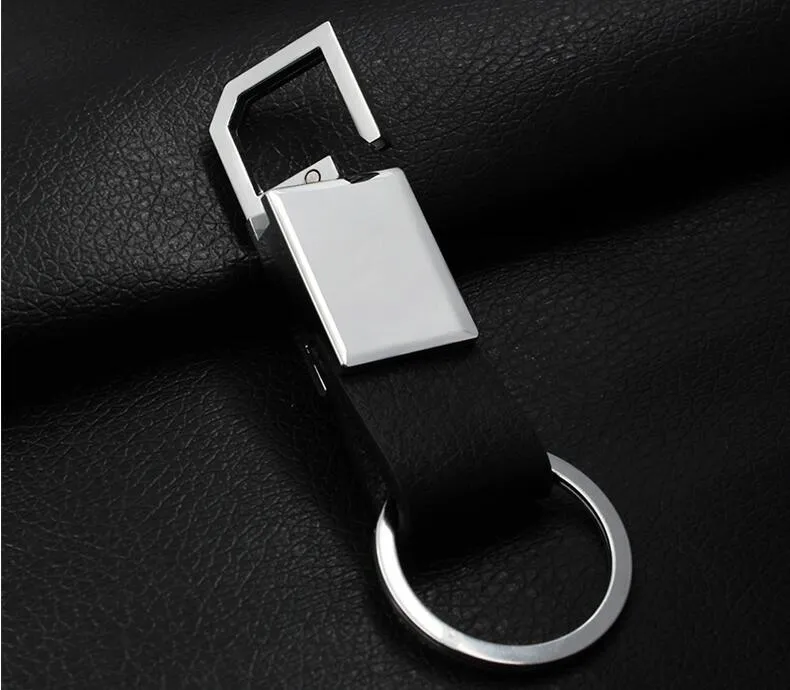 Haute qualité métal voiture porte-clés personnalisé lettrage hommes porte-clés affaires porte-clés en cuir véritable porte-clés sac pour ami cadeau