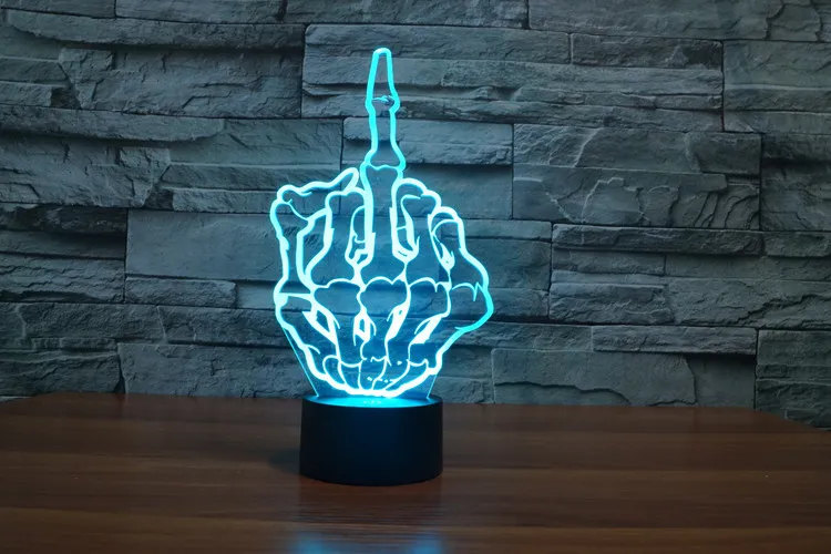 2017 långfingerfingergest 3D Optisk lamp nattljus 9 LEDS Night Light DC 5V Färgglad 3D LAMP3518900