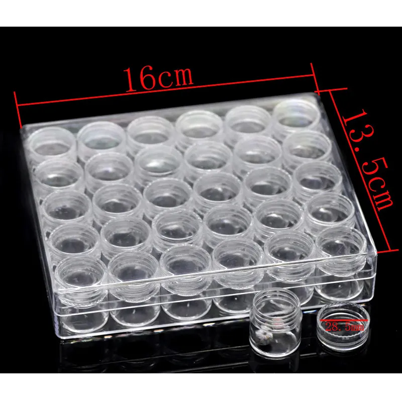 Atacado-1PC Retângulo Acrílico Limpar Beads Display Armazenamento Transparente Compartimentos Organizadores Casos Covers Boxs Container W / Lid