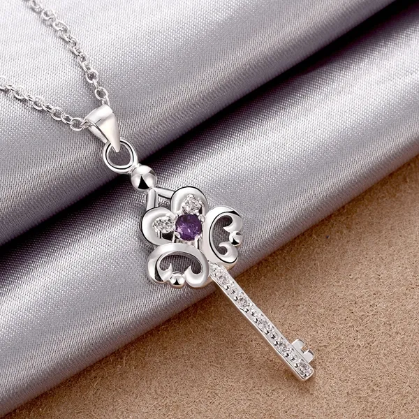 nuovo argento del fiore di marca di modo di figura 925 collane del pendente STPN082B, migliore regalo gemma viola collana di gioielli in argento sterling