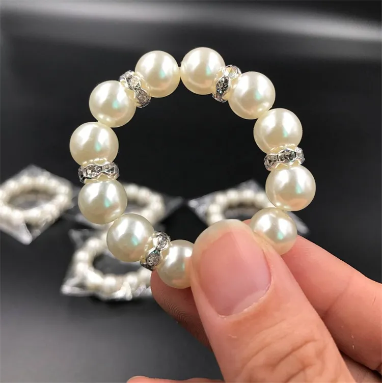 White Pearls Napkin Rings Wedding Napkin Buckle For Wedding Reception Party Table Decorations Supplies I121