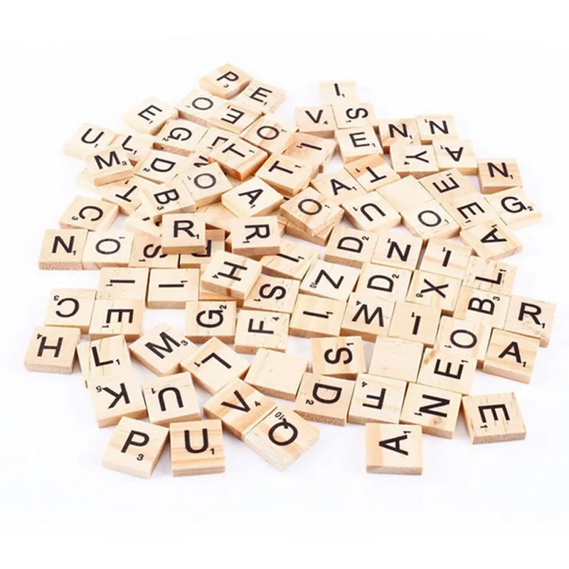 / Set En Bois Scrabble Tuiles Lettre Alphabet Scrabbles Nombre Artisanat Anglais Mots UPPERCASE