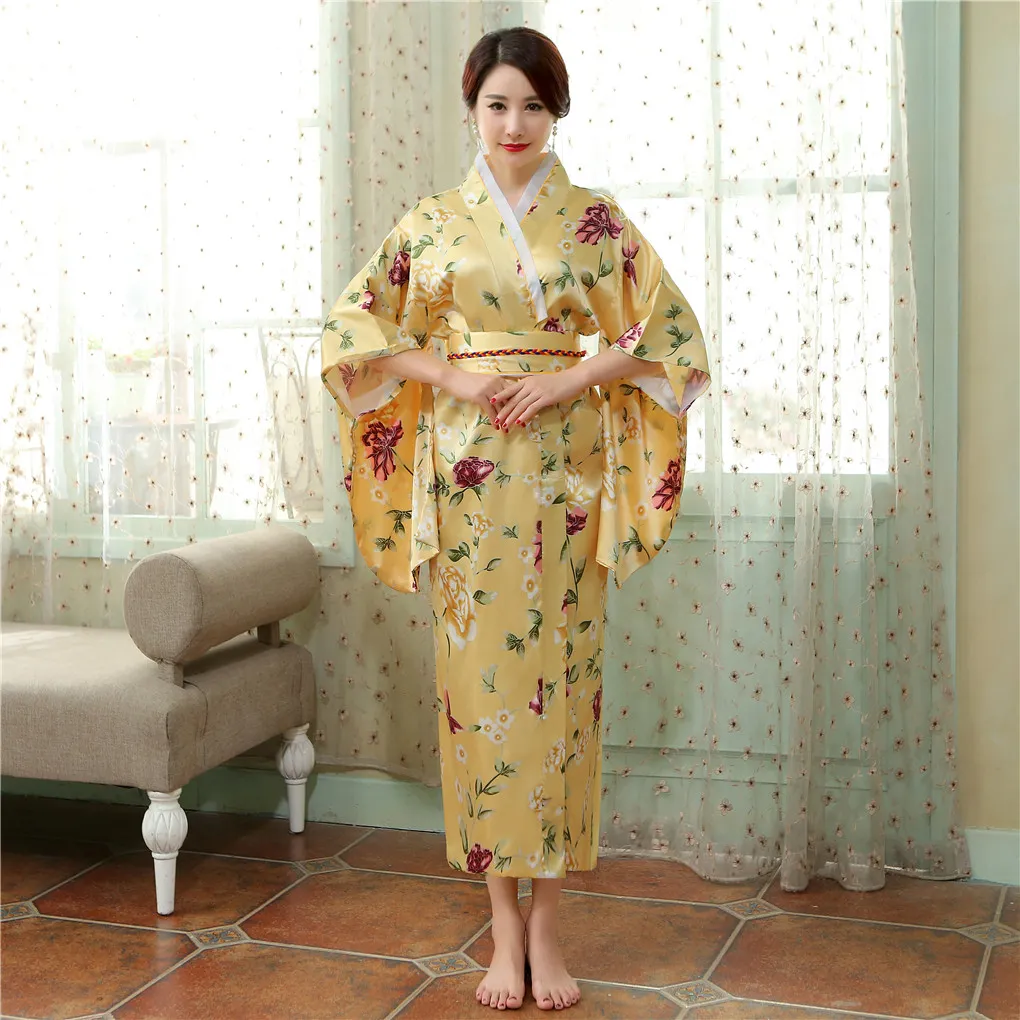 Silk Satin Kimono Dress Vintage Japanese Style... From Lily1111, $45.31 |  DHgate.Com