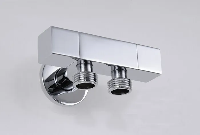 copper Brass chrome 1 inlet 2 water outlet double 2 handle valve three-way Toilet valve for shattaf valve for bathroom BD233