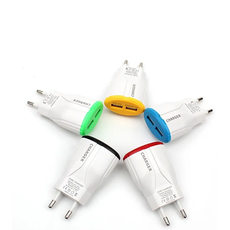 Adaptateur de chargeur mural USB à motif papillon, 5V, 1,0 a, 2 Ports réels, pour smartphone, 5 couleurs, 100 pièces