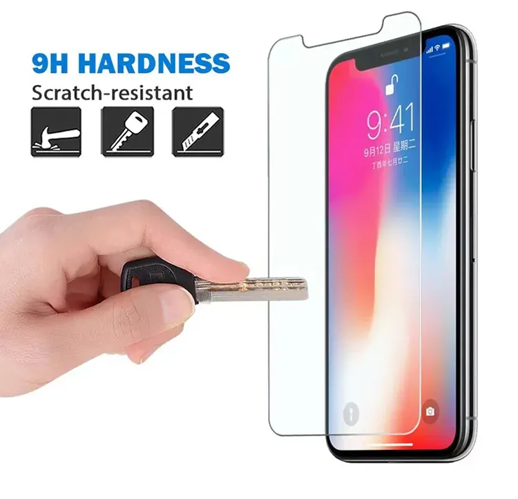 För iPhone X 8 7 Plus 6s Tempered Glass Screen Protector Galaxy J7 Prime S7 9H 25D Antishatter Film Premium Quality with Retail 7807715