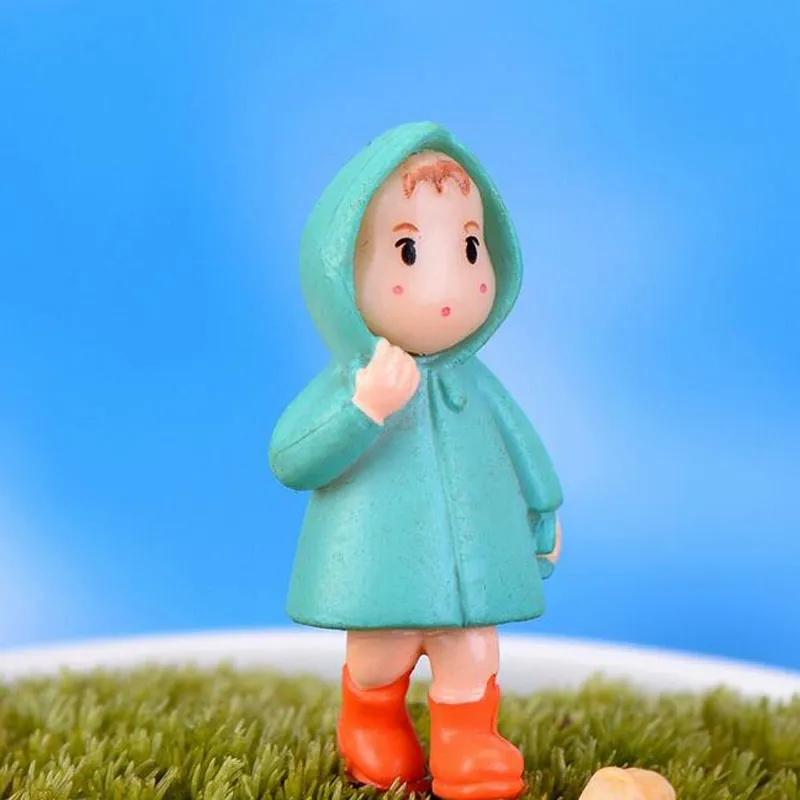 Simpatiche figurine di ragazze dei cartoni animati miniature di giardini fatati gnomi muschio terrari mestiere di resina la decorazione domestica casa delle bambole fai da te