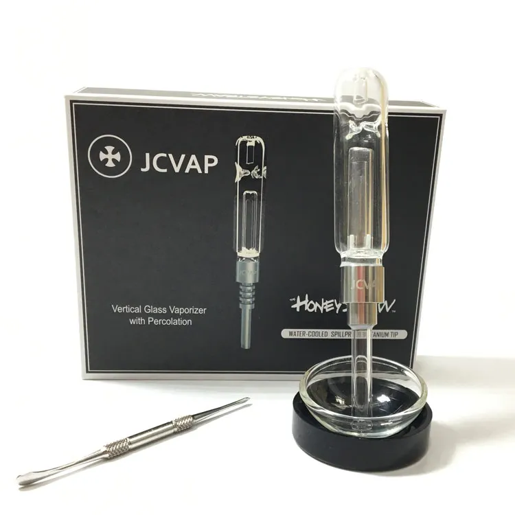 Jcvap Honeystraw with Titanium Nail Ceramic or Quartz Tip Mini Glass Pipe Oil Rig jcvap kit Dabber Straw smoking pipe