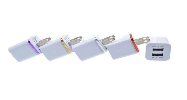 Großhandel 50 teile/los Bunte 2A + 1A UNS Stecker AC Power Adapter Home Trave Wand 2 port dual USB ladegerät für iPhone 4 5 6 plus für Samsung htc